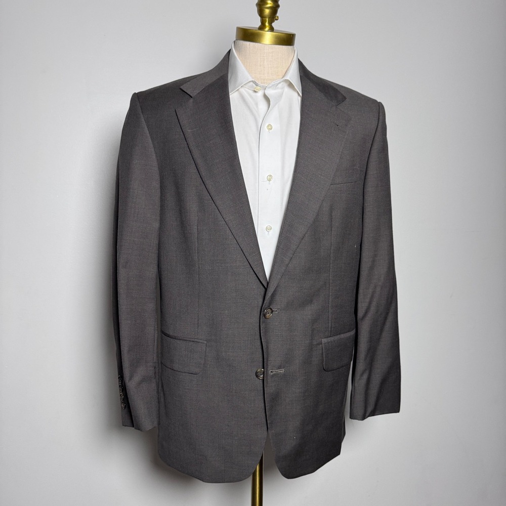 Oscar de‎ la Renta Blazer Mens 40R Gray Wool Micro Check Single Vent Sport Coat